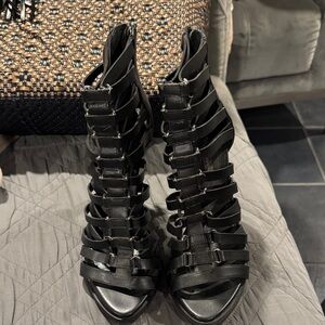 BCBGeneration Black Multi-Strap Heels